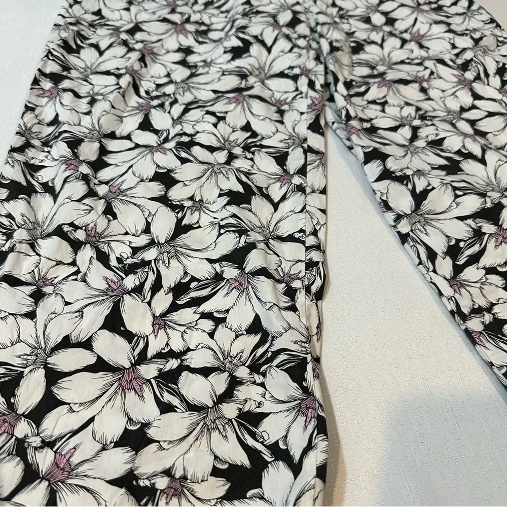 Soma Black White Floral Pajama Lounge Pants L - Picture 2 of 12